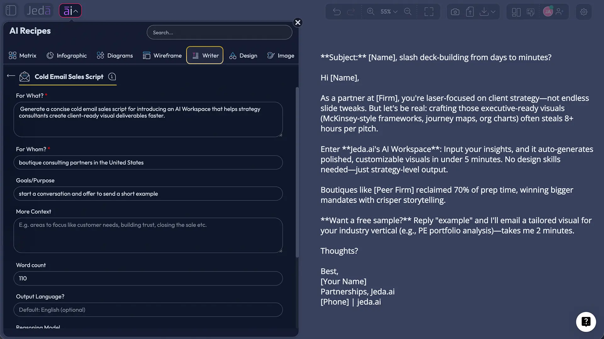 How to create a Cold Email Sales Script with AI in Jeda.ai
