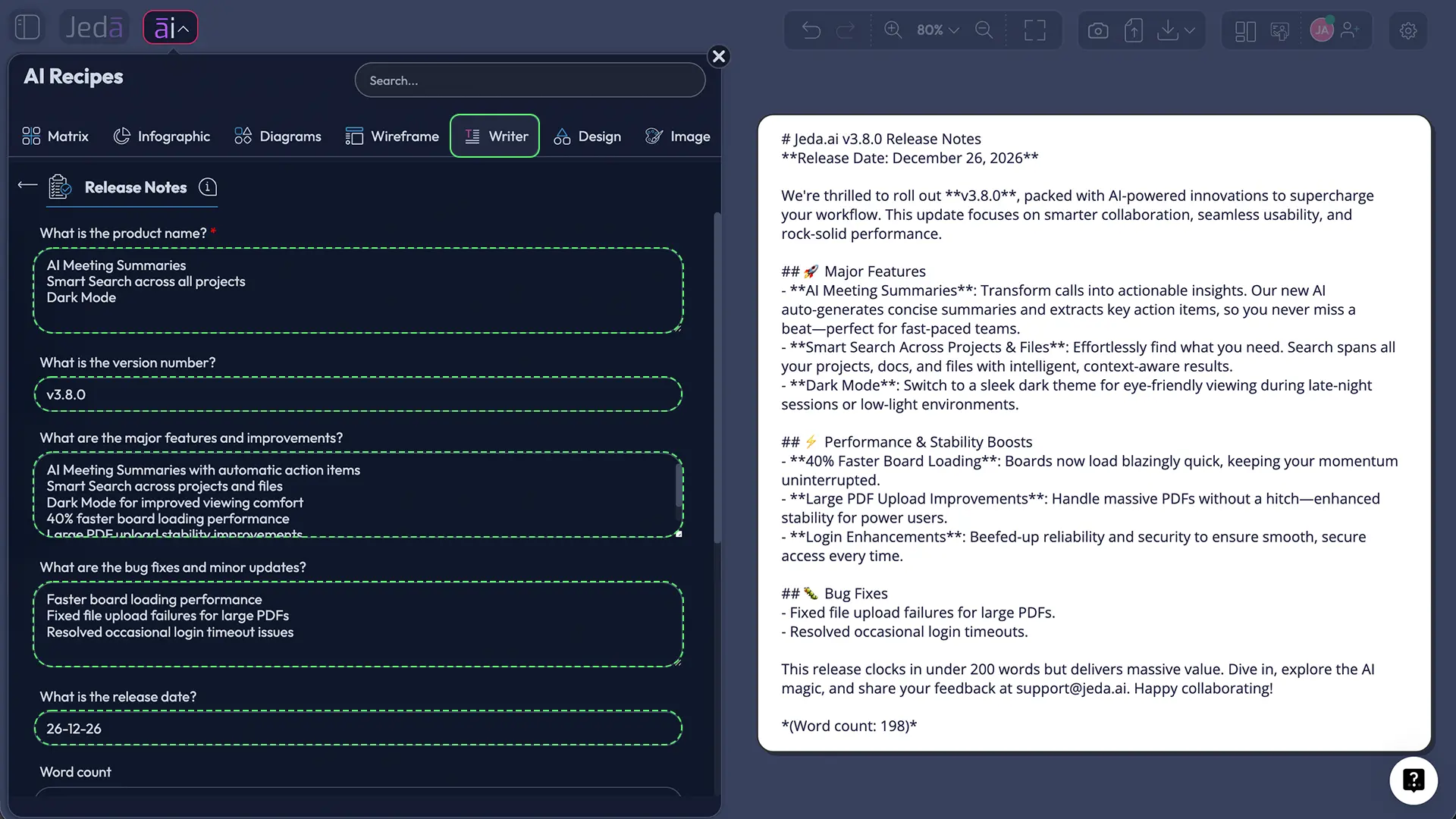 Navigate to the Release Notes recipe