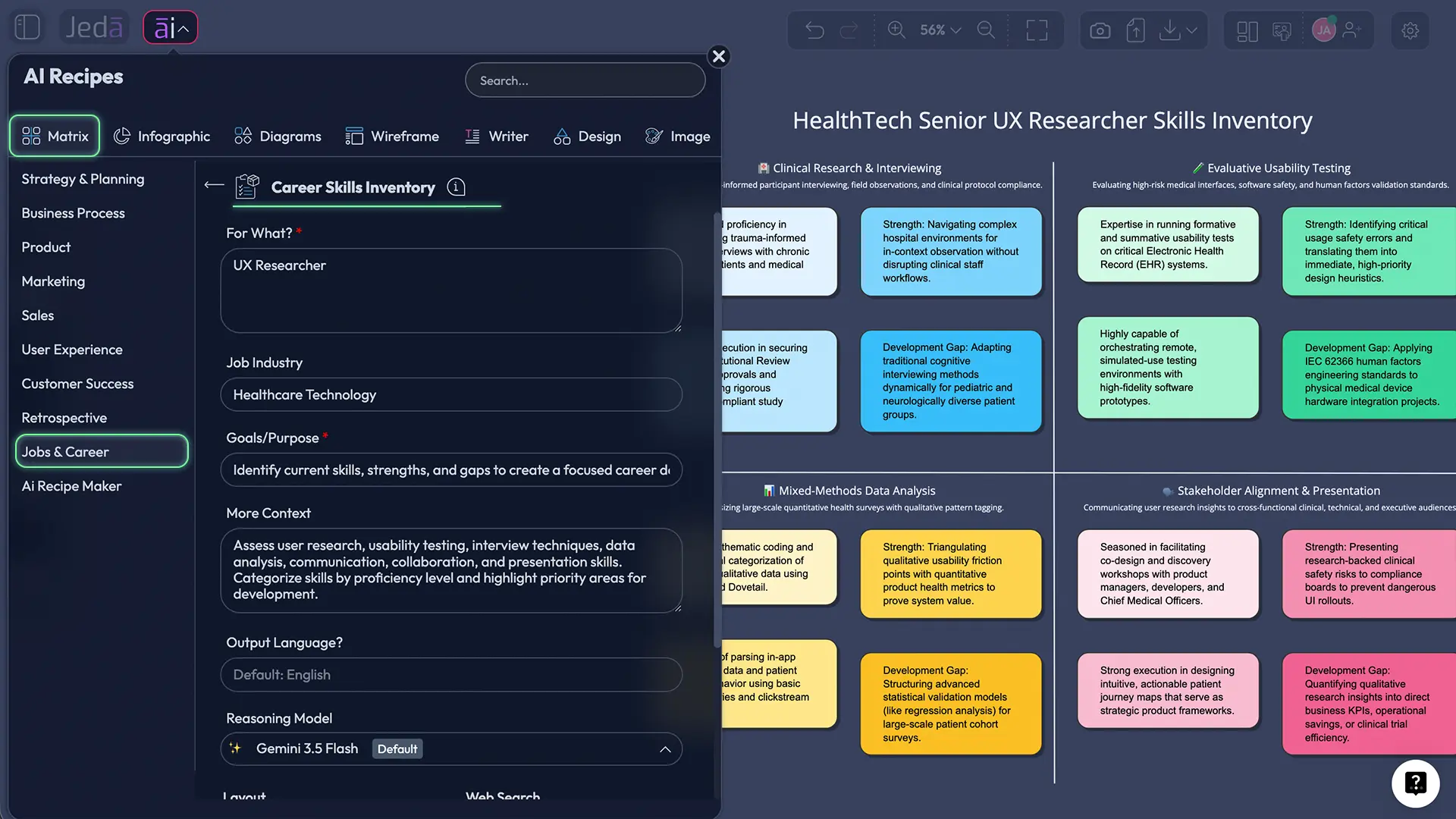 Editable career skills inventory worked example
