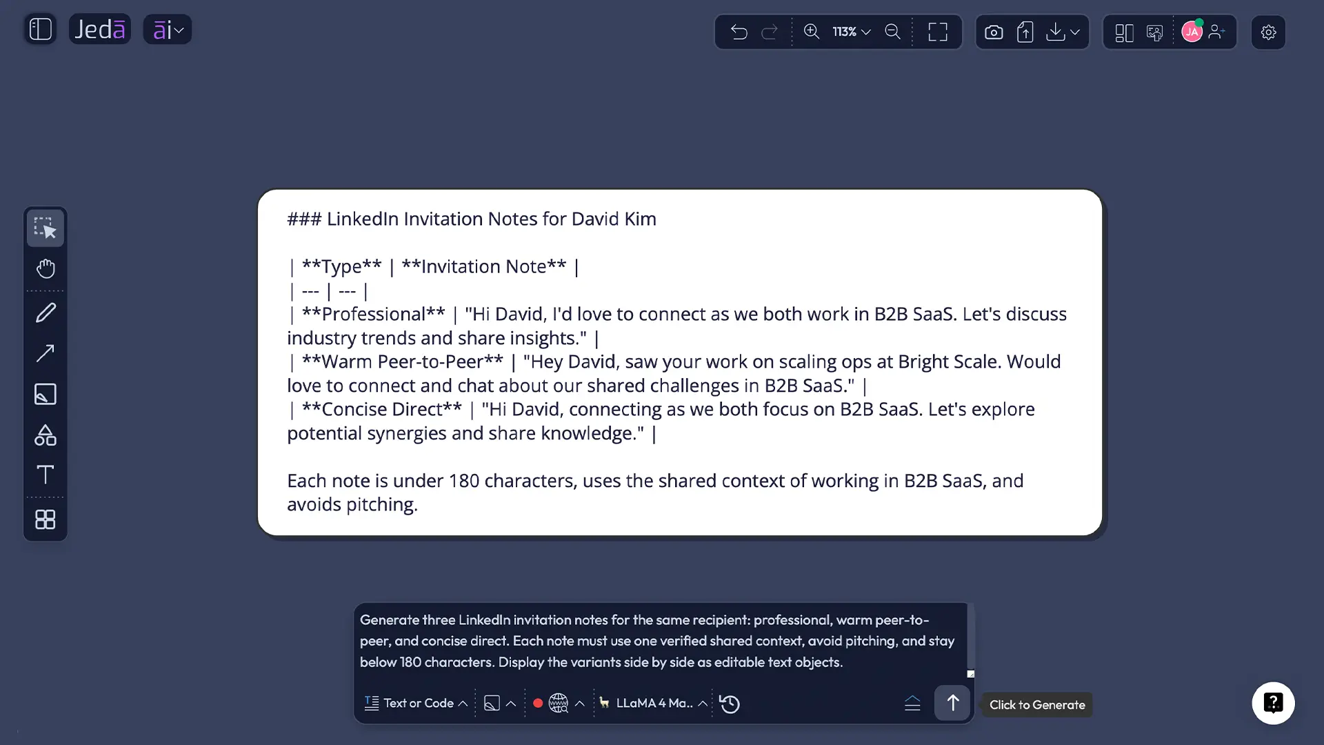 Document and Text LinkedIn invitation output formats