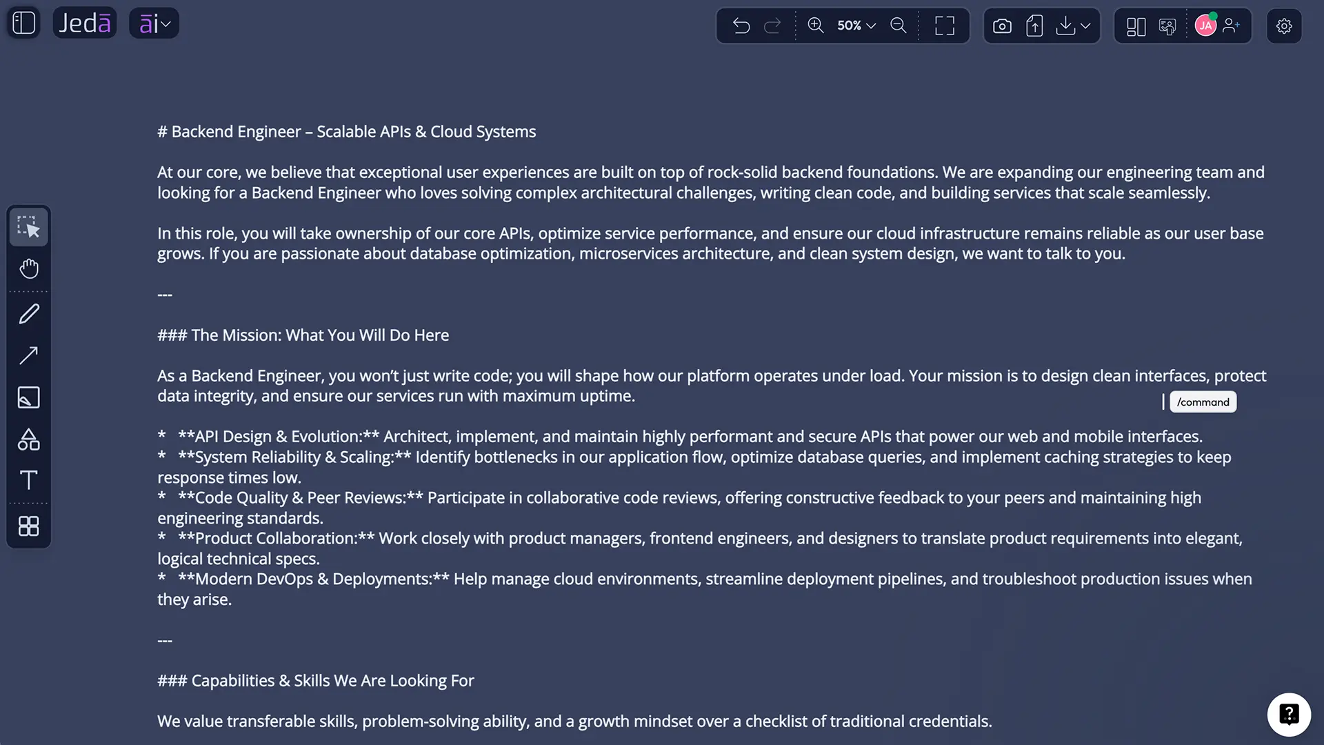 Writer recipes for creating a Job Post with AI
