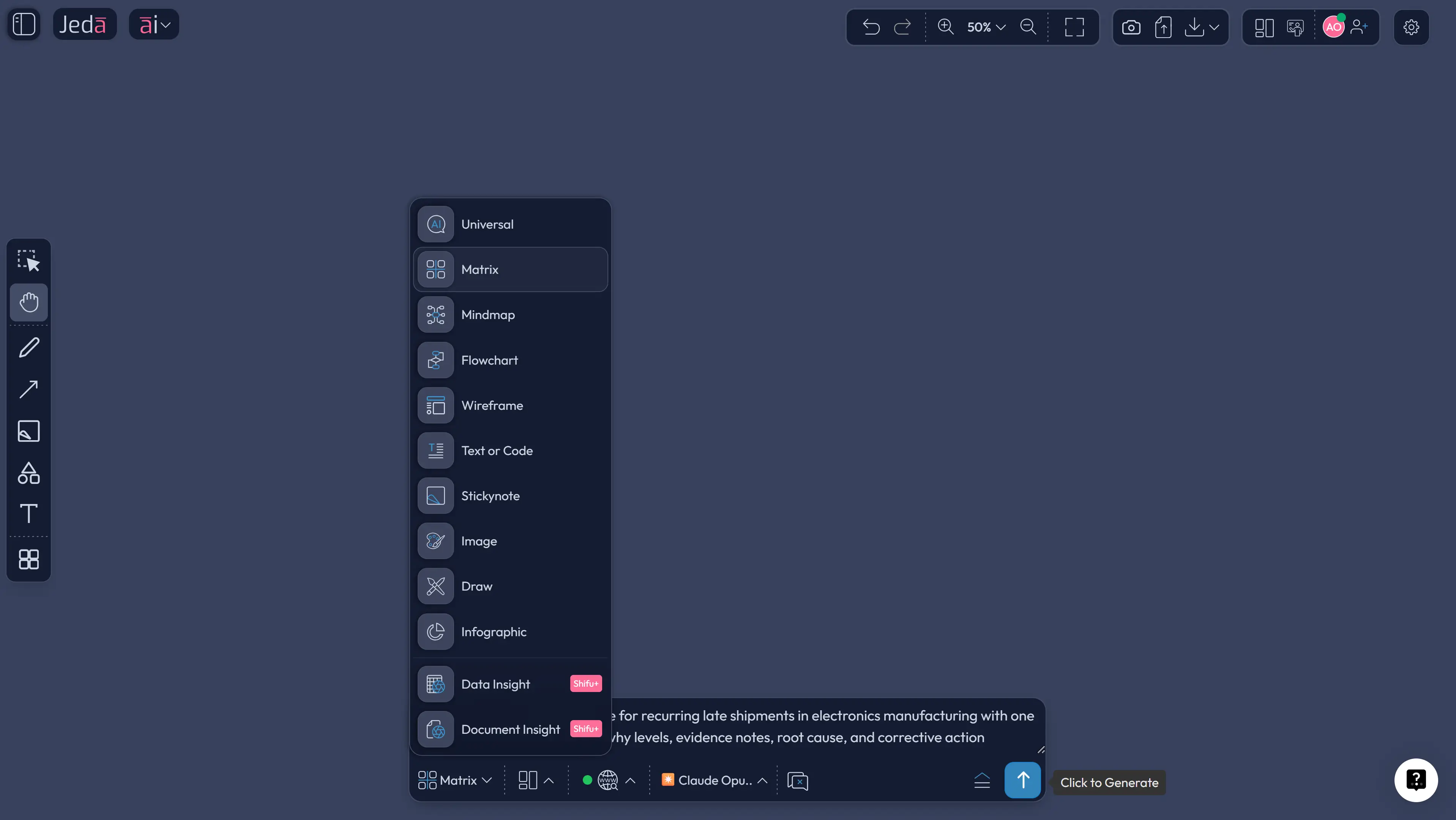 Prompt Bar creating Five Whys template