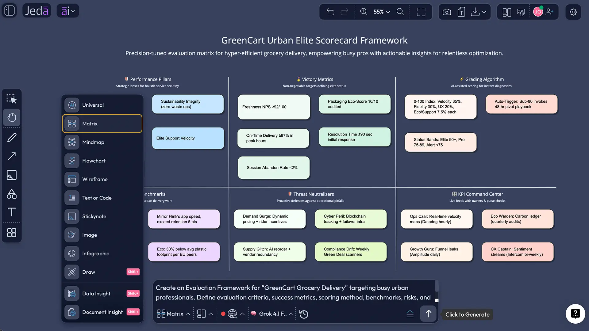 AI Workspace evaluation framework board sections