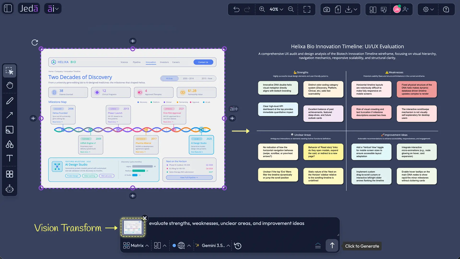 Jeda.ai components library for manually editing AI wireframes