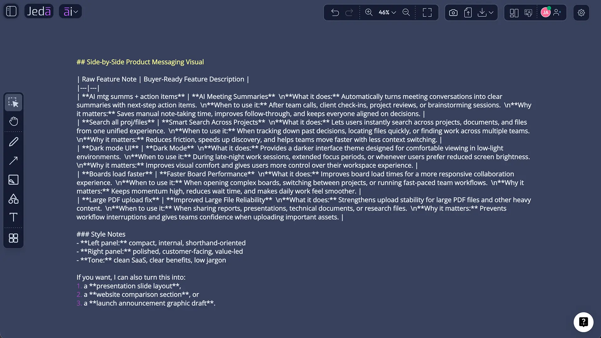 Feature Description with AI vs generic AI writing tools