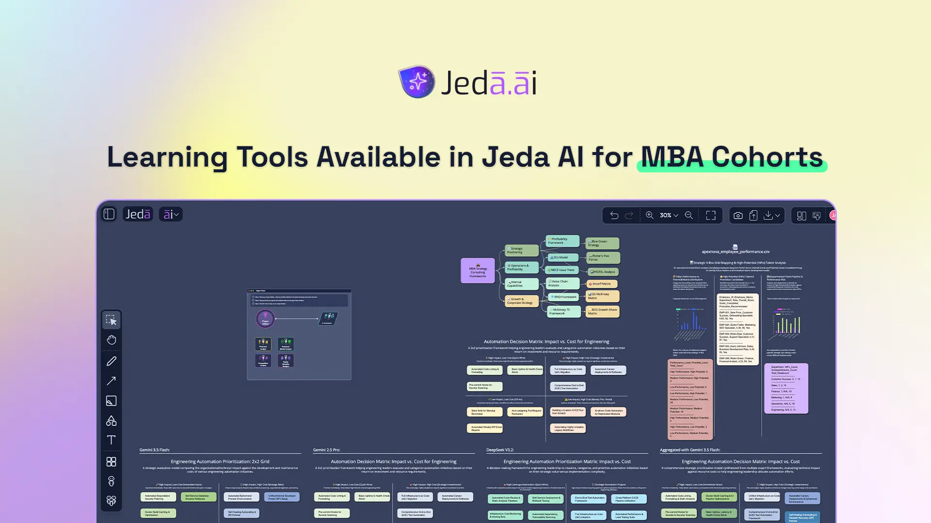 Learning Tools Available in Jeda AI for MBA Cohorts: Build AI-Native Case Learning, Visual Reasoning, and Agent Teams