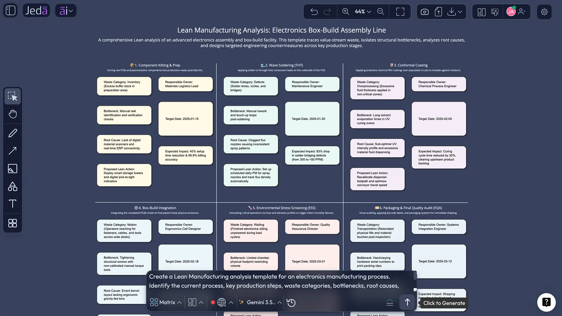 Lean manufacturing template prompt bar screenshot