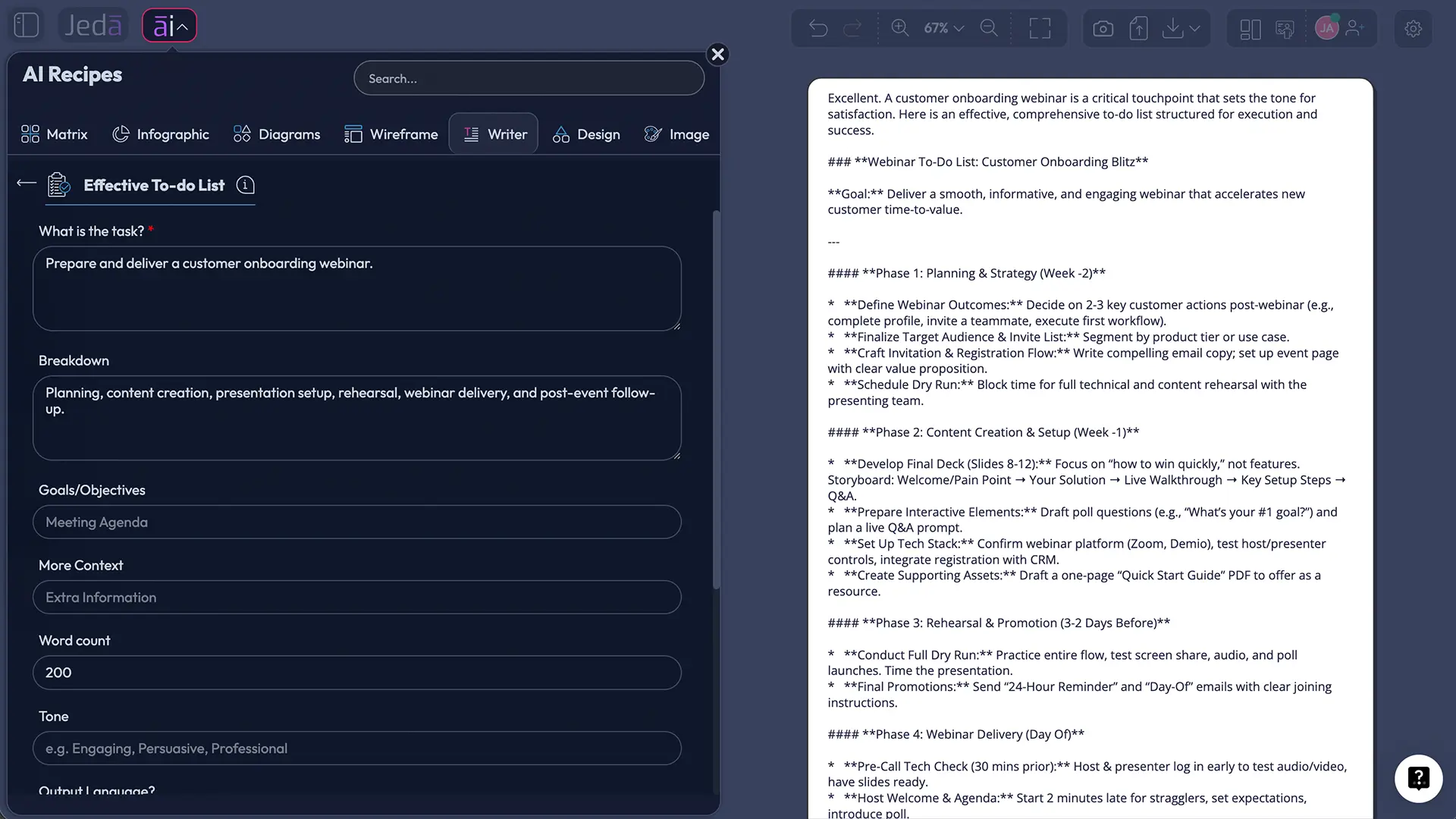 Effective to do list with AI generated in Jeda.ai