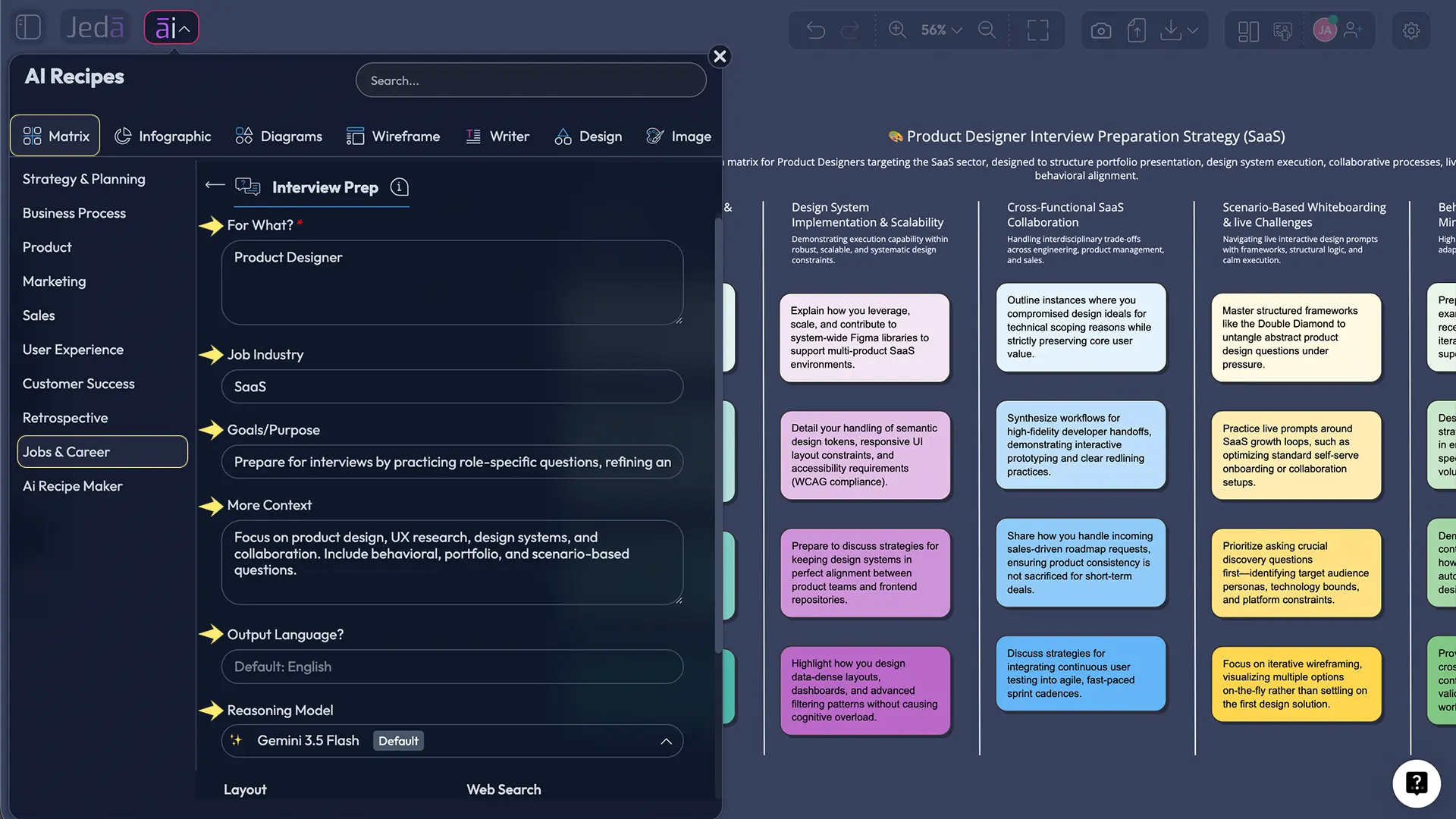 Editable interview preparation matrix worked example