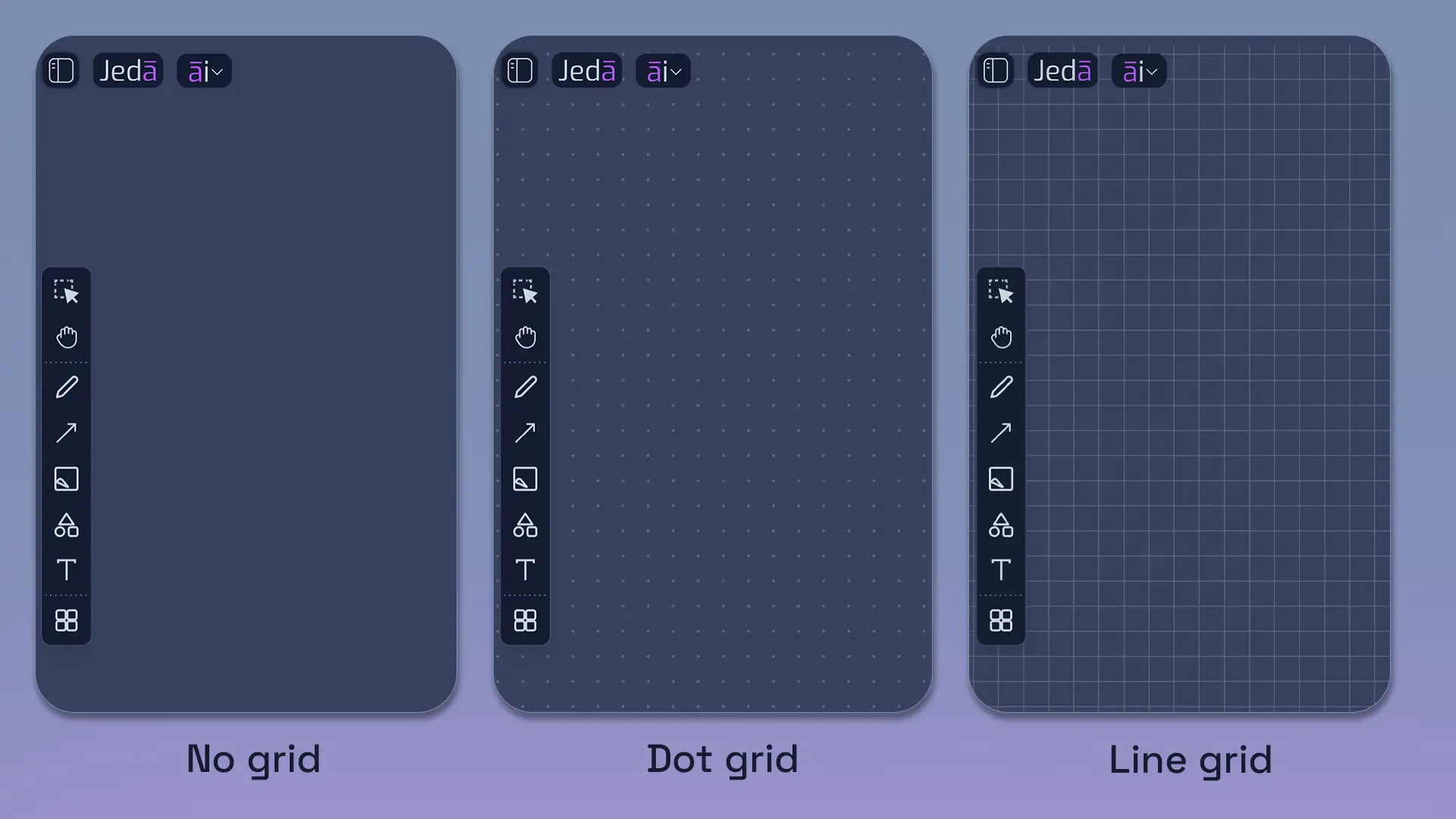 Jeda AI canvas grid and color settings