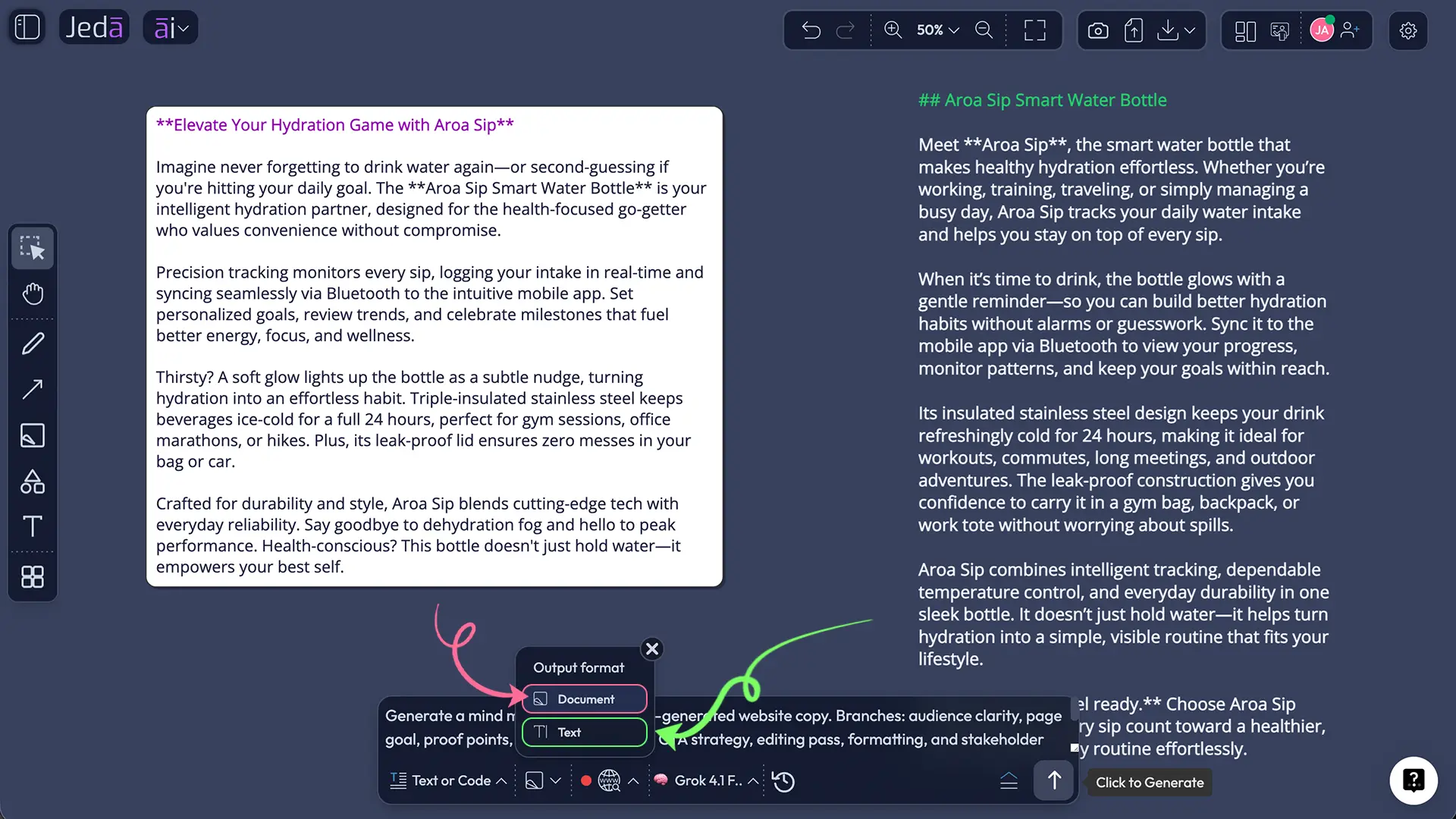 Jeda.ai product description output format