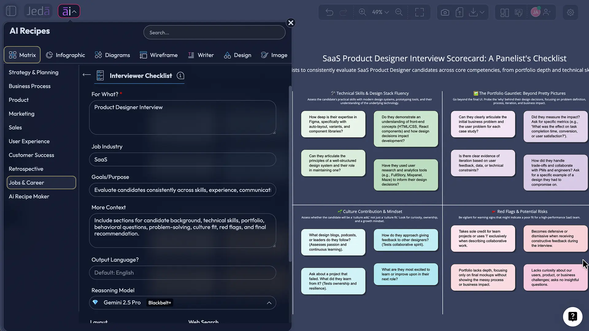 Editable structured interviewer checklist worked example